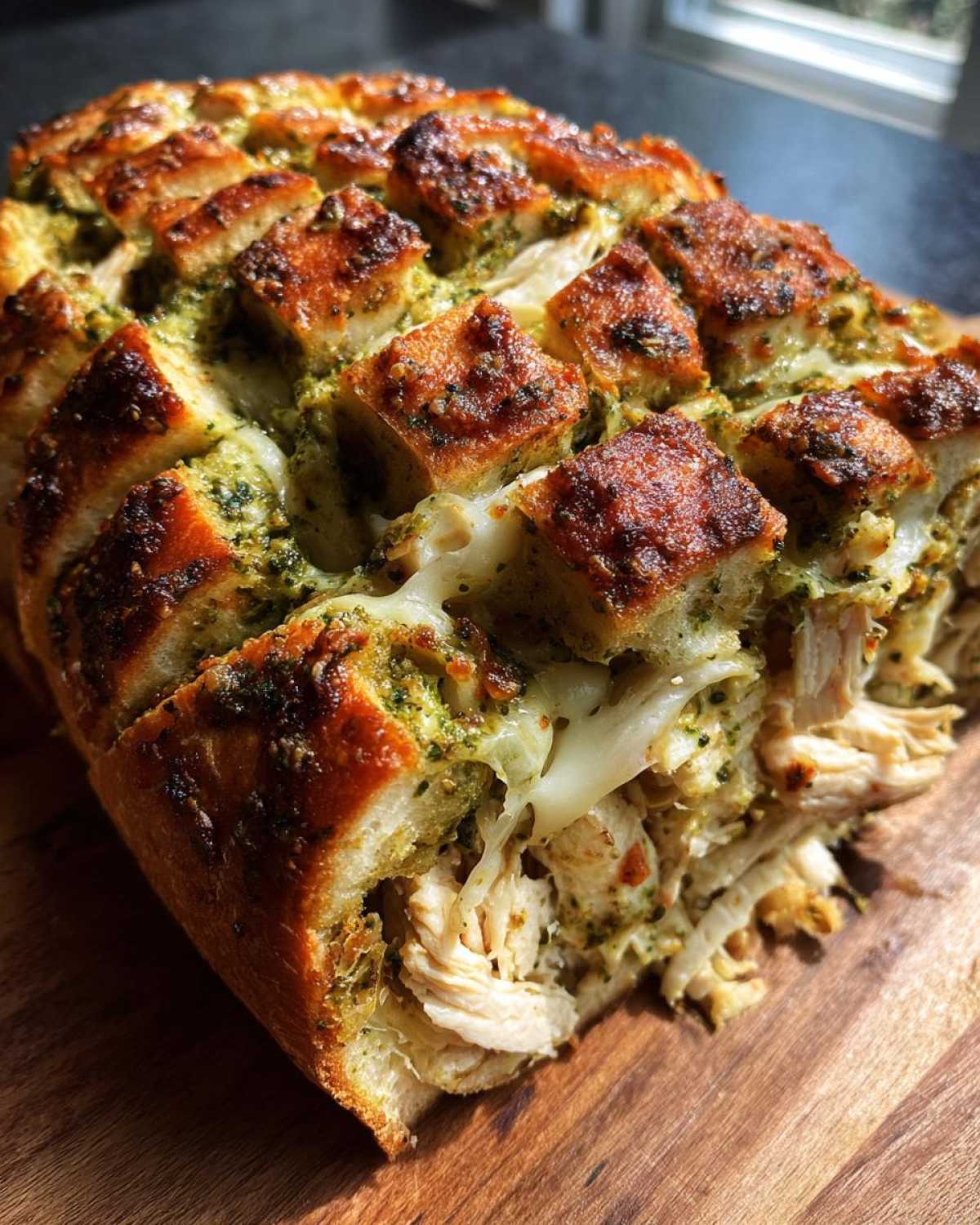 Pesto Chicken Stuffed Bread - detail 1