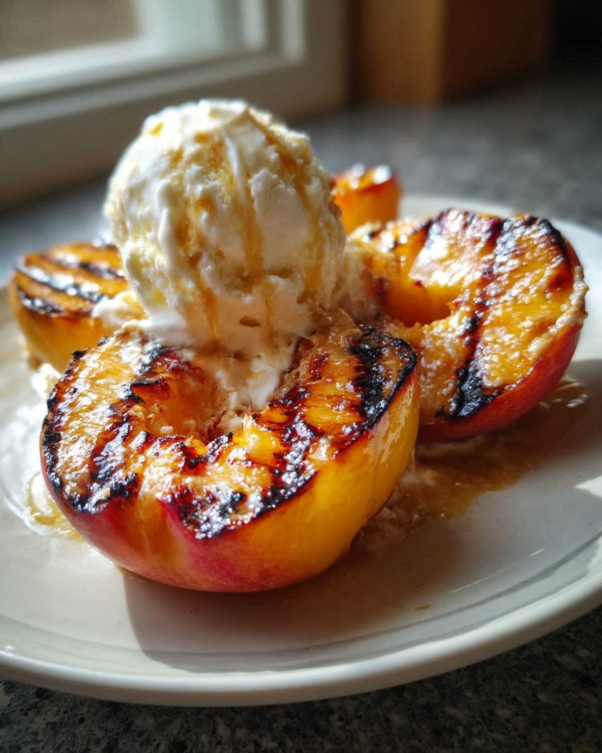 Honey Grilled Peaches with Mascarpone or Ice Cream - detail 2