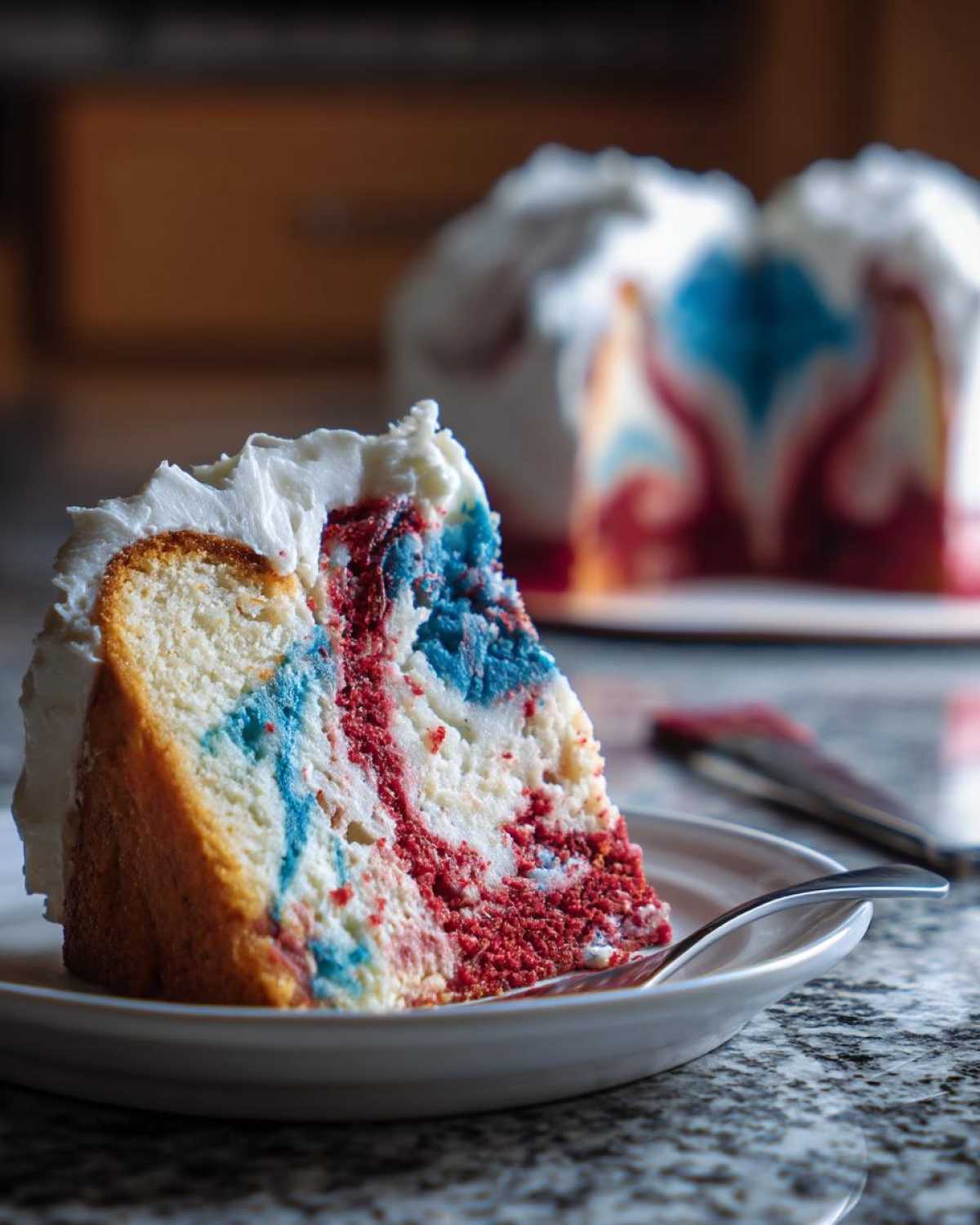Red, White & Blue Marble Memorial Day Cake - detail 1