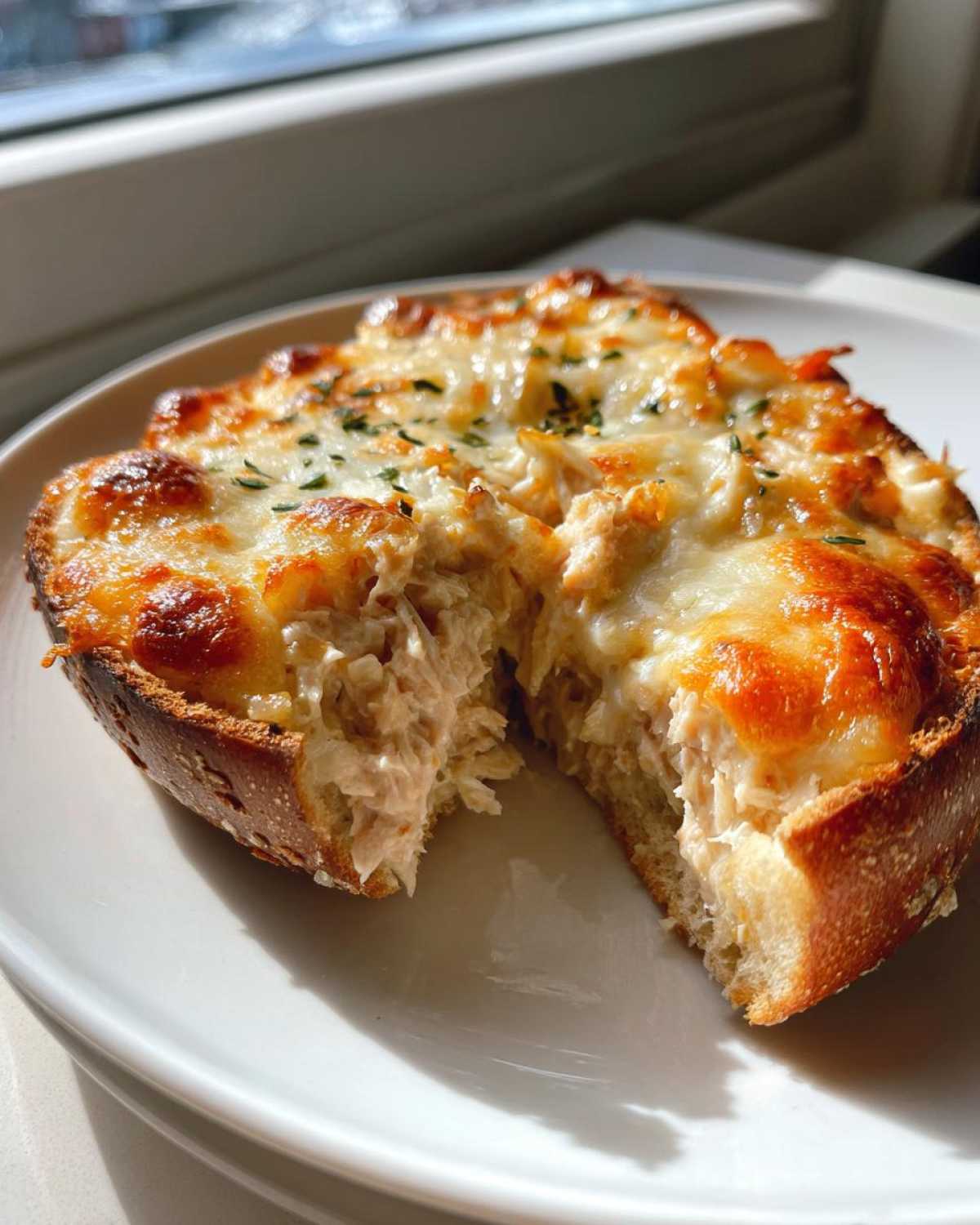 Open-faced tuna melt - detail 2