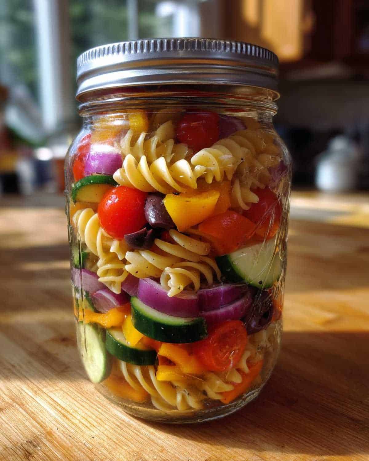Rainbow Veggie Pasta Salad Jars - detail 3