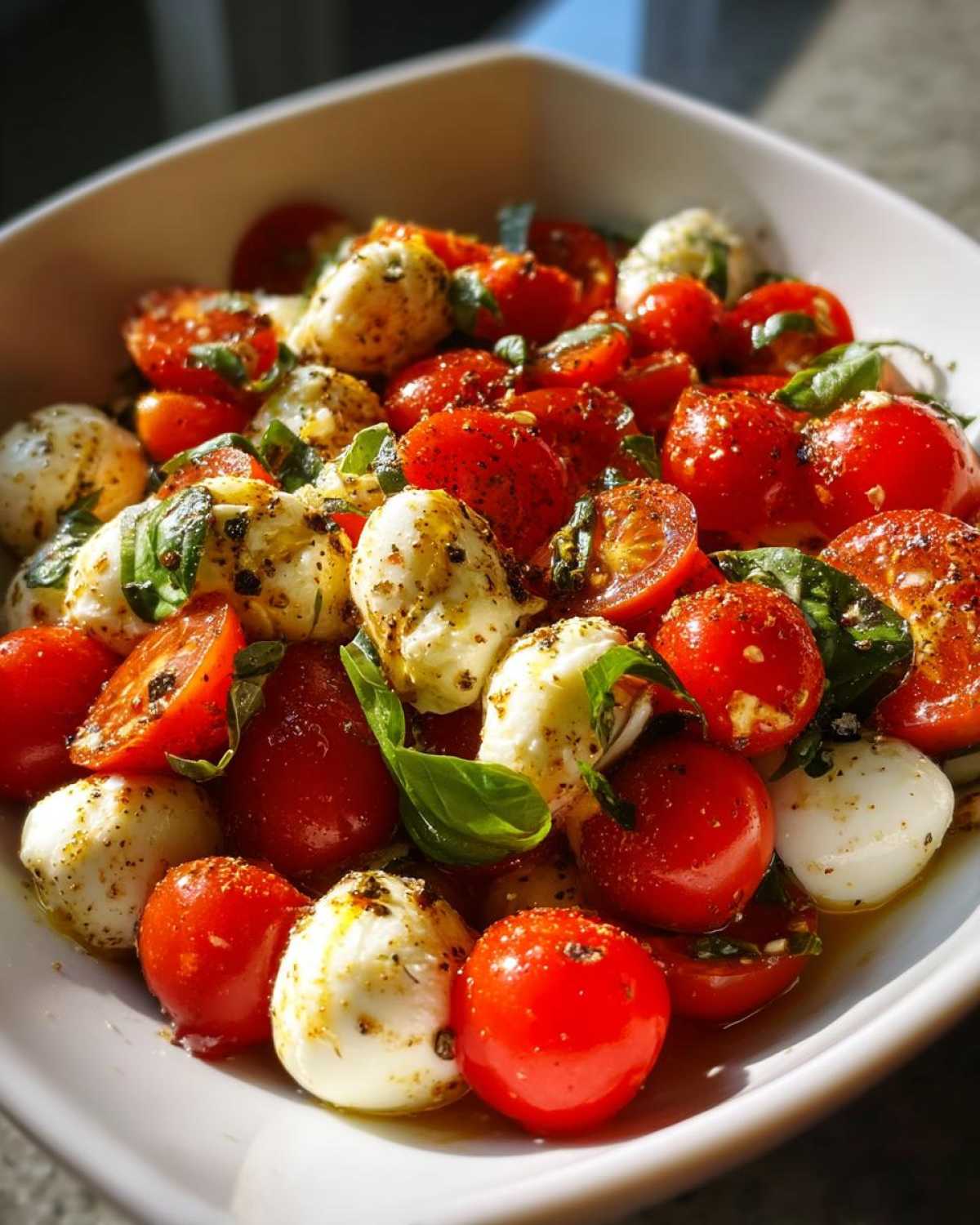 15 Minute Caprese Salad with Cherry Tomatoes - detail 2