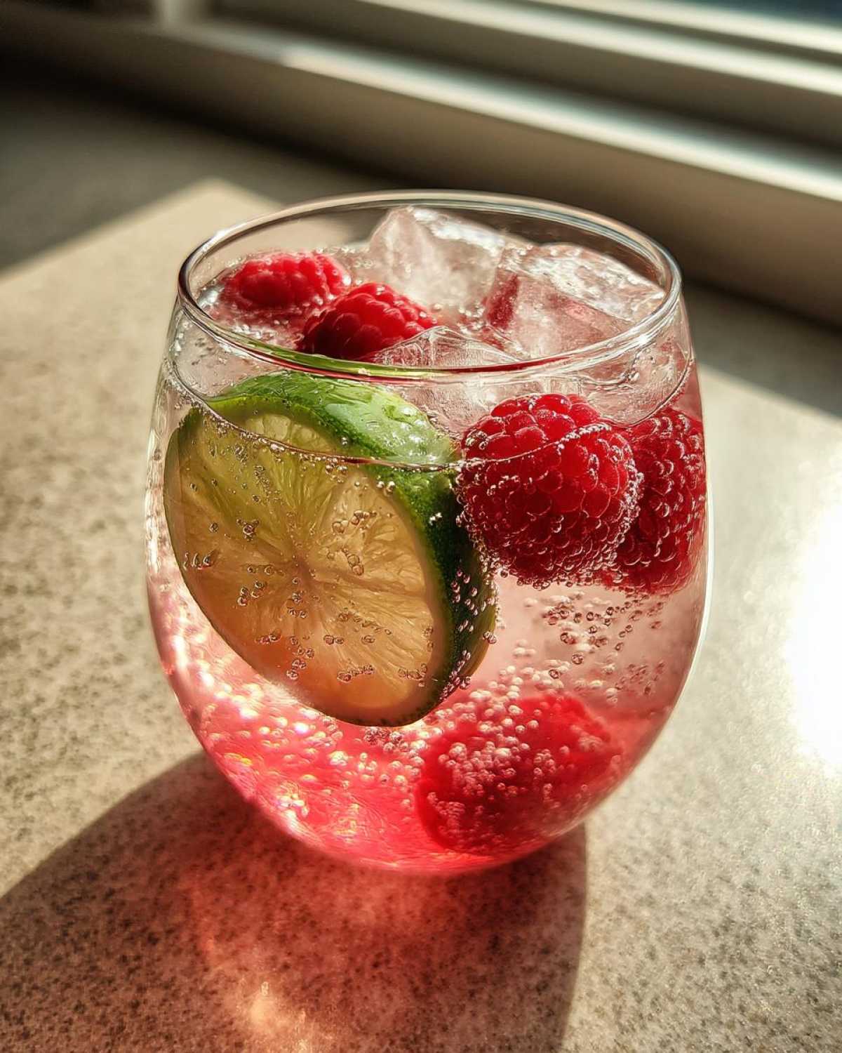 Raspberry Lime Rickey (Sparkling Mocktail or Cocktail) - detail 2