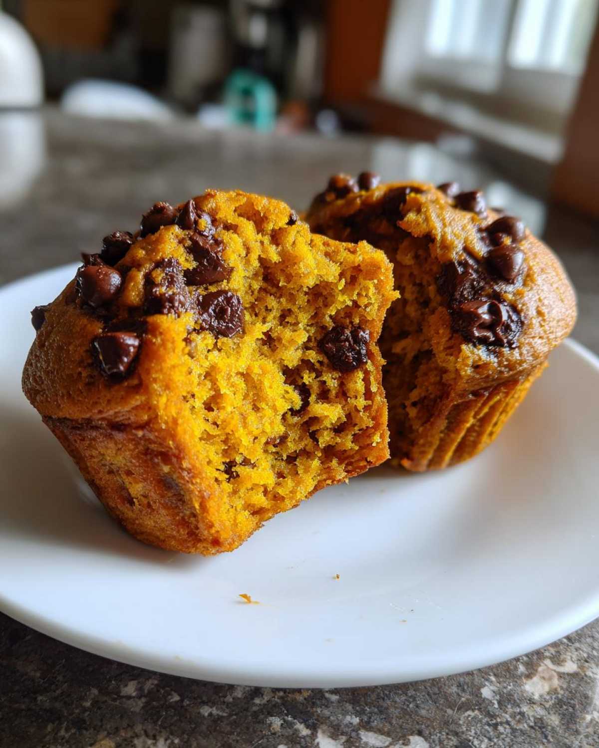 Pumpkin chocolate chip muffins - detail 2