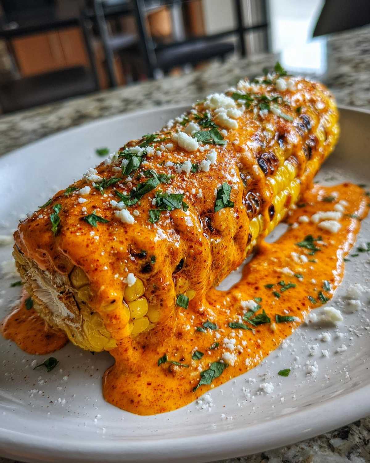 Spicy Mexican street corn - detail 1