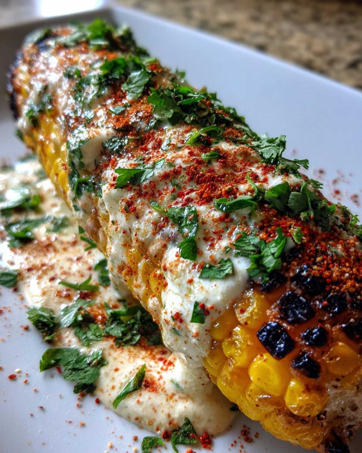 Charred Mexican street corn - detail 2