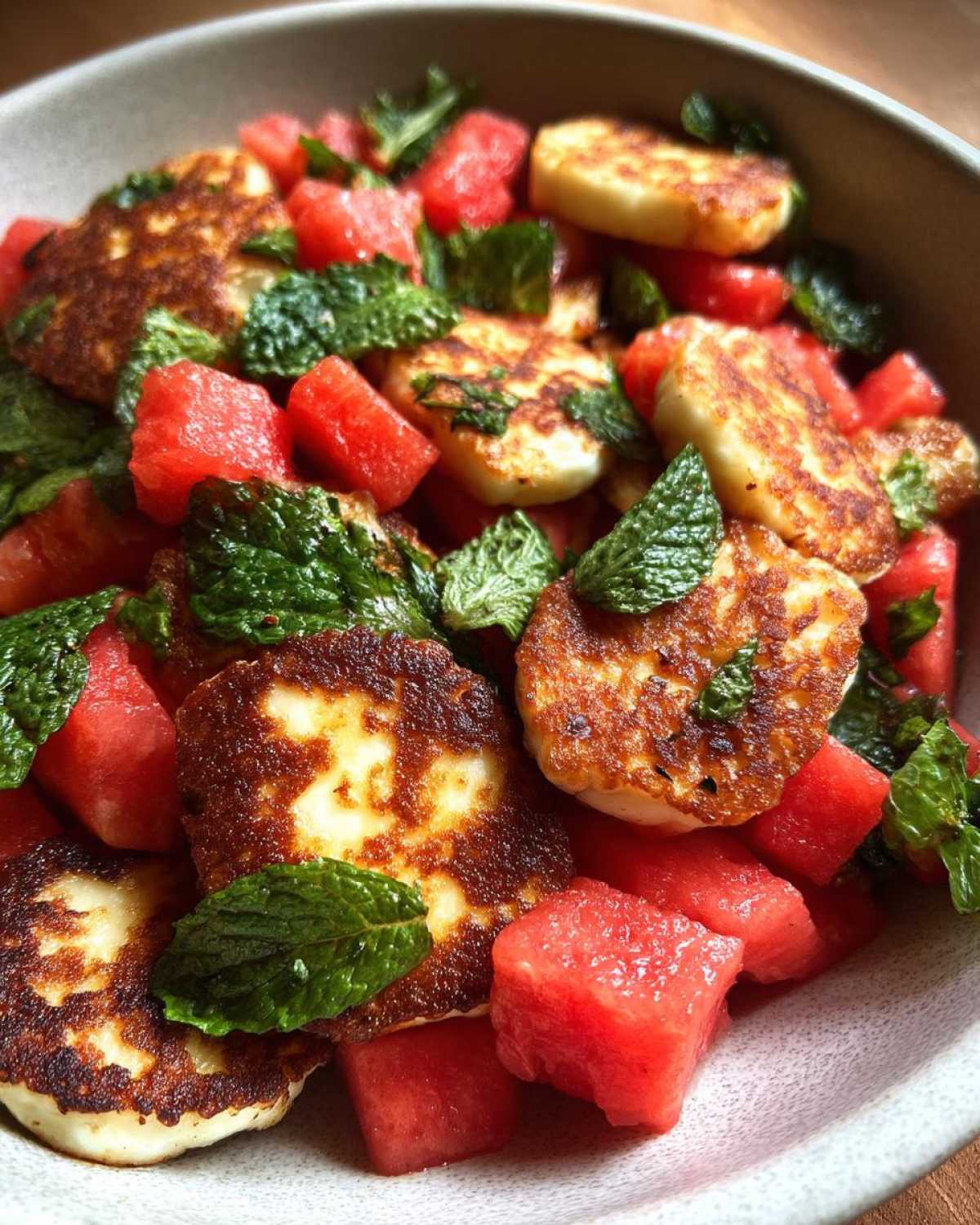 Grilled Halloumi Salad with Watermelon and Mint - detail 1