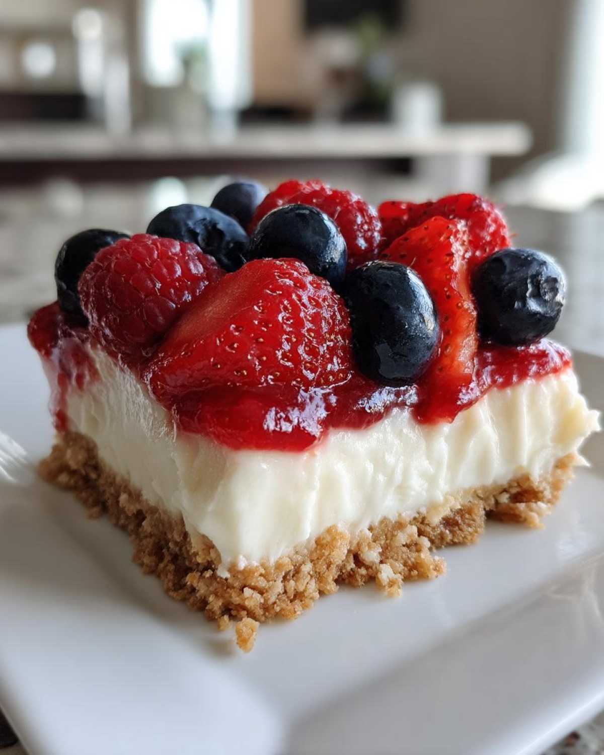 Easy No-Bake Cheesecake Bars with Berry Topping - detail 4