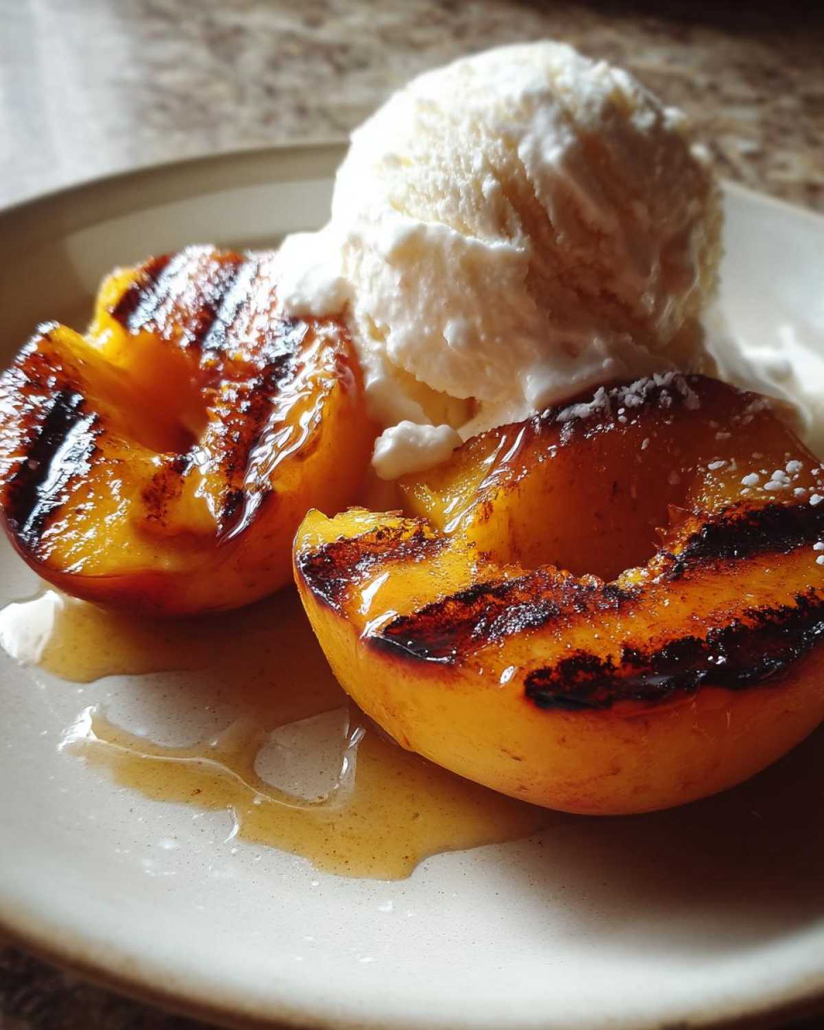 Honey Grilled Peaches with Mascarpone or Ice Cream - detail 3