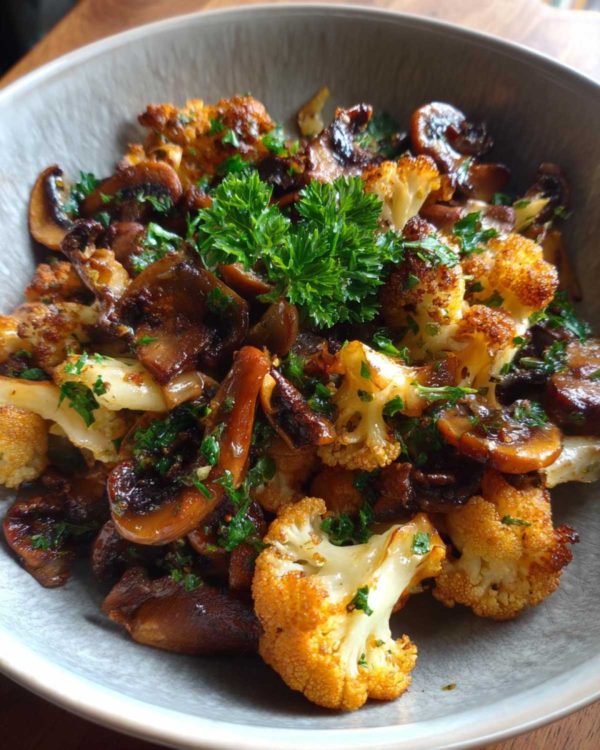 Garlic Butter Mushroom & Cauliflower Skillet - detail 4