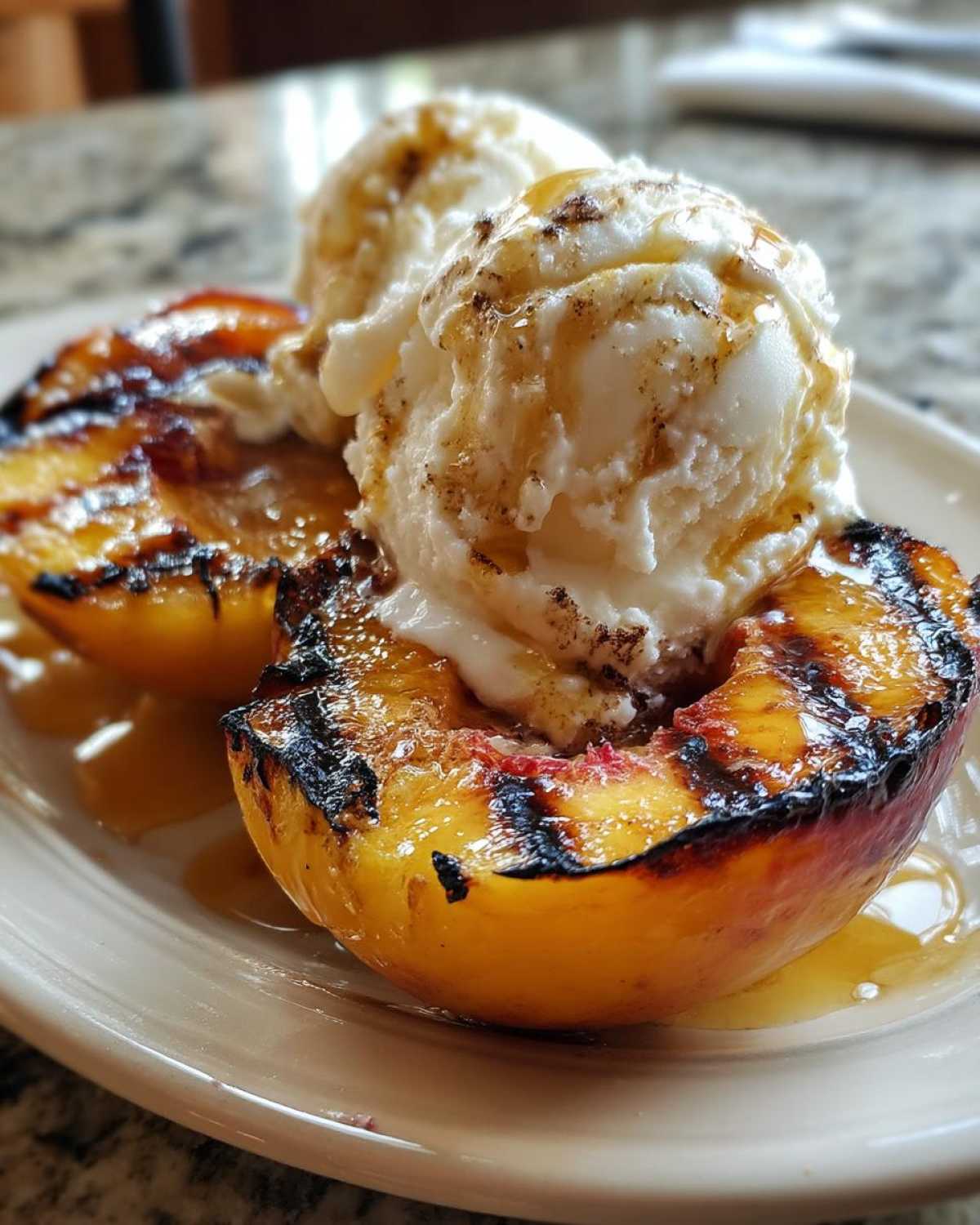 Honey Grilled Peaches with Mascarpone or Ice Cream - detail 4