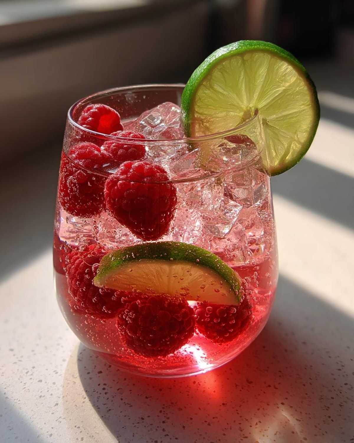 Raspberry Lime Rickey (Sparkling Mocktail or Cocktail) - detail 3