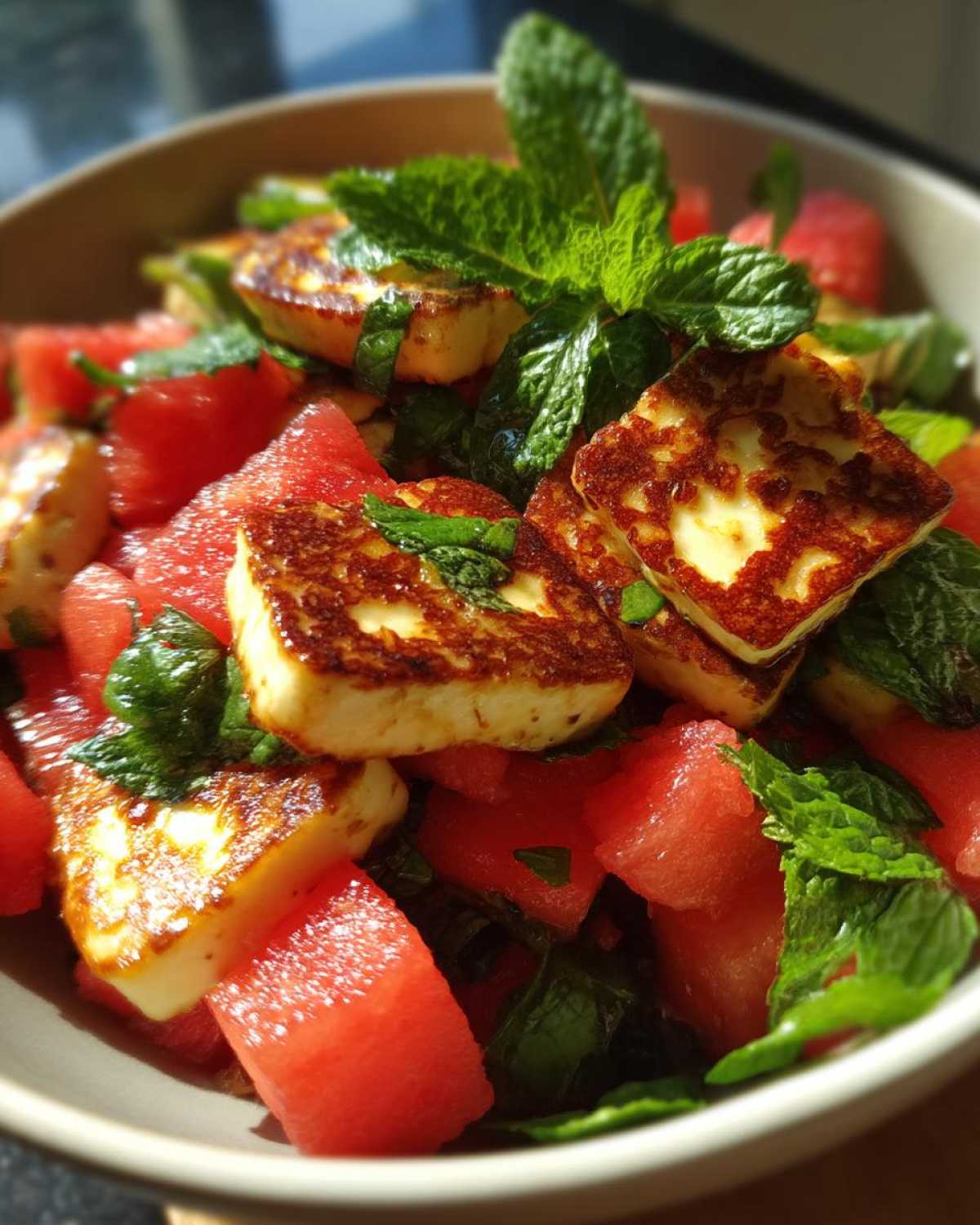 Grilled Halloumi Salad with Watermelon and Mint - detail 3