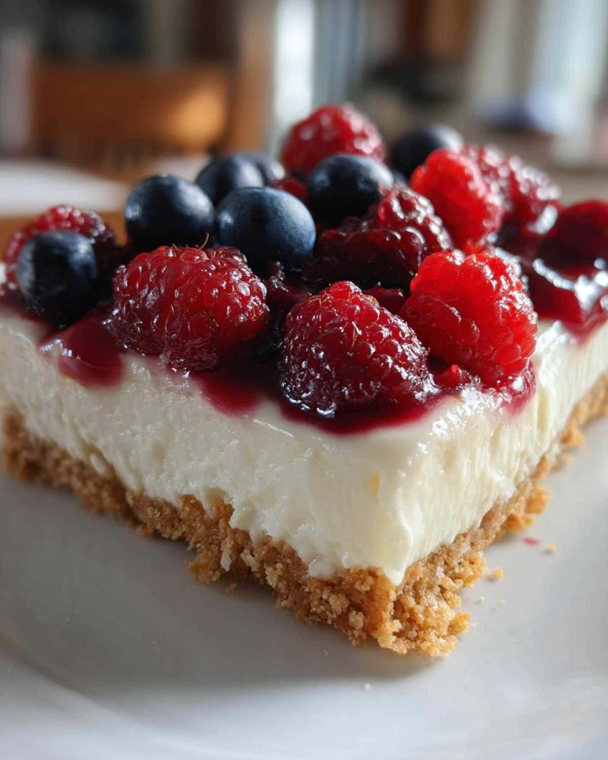 Easy No-Bake Cheesecake Bars with Berry Topping - detail 1