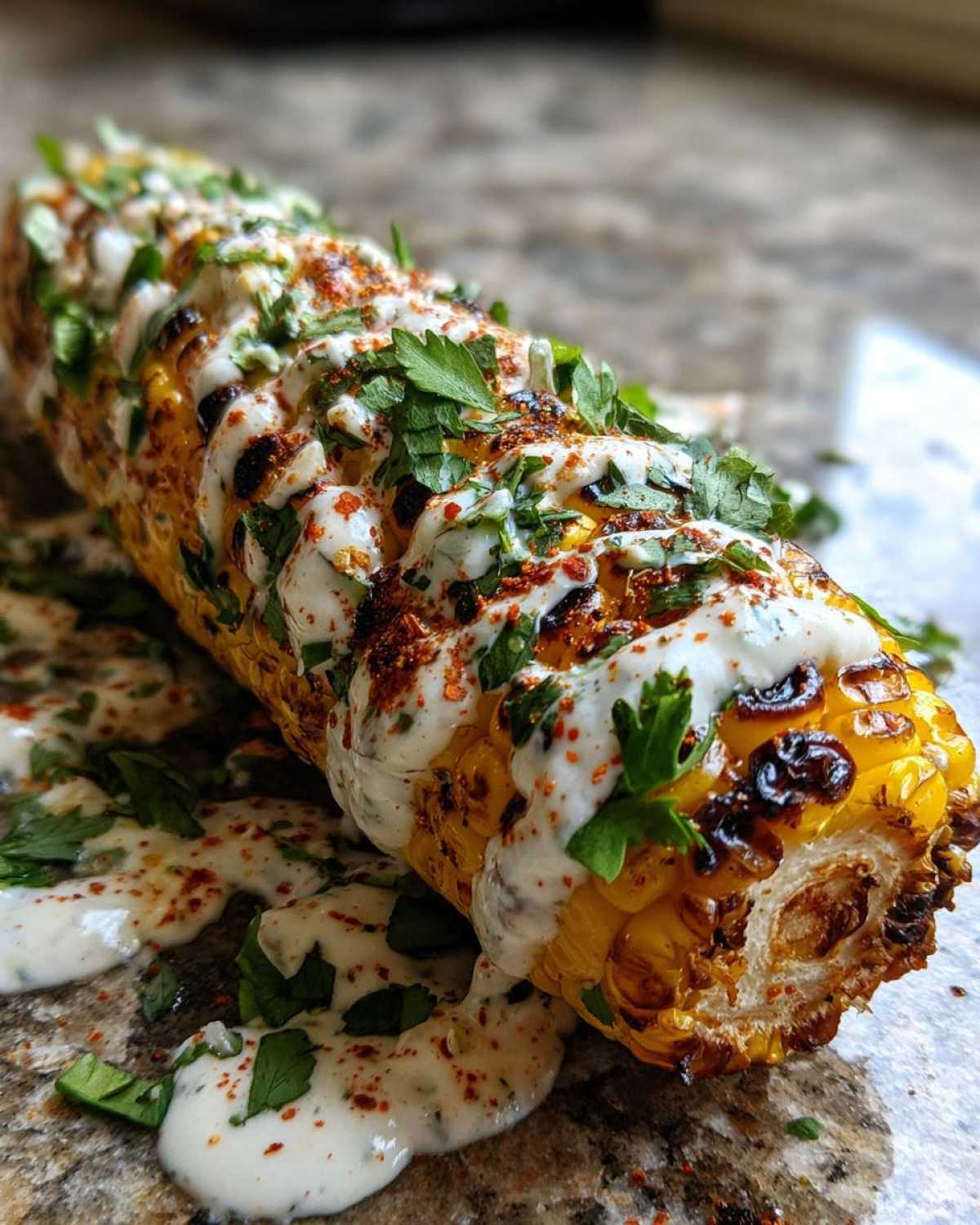 Charred Mexican street corn - detail 1