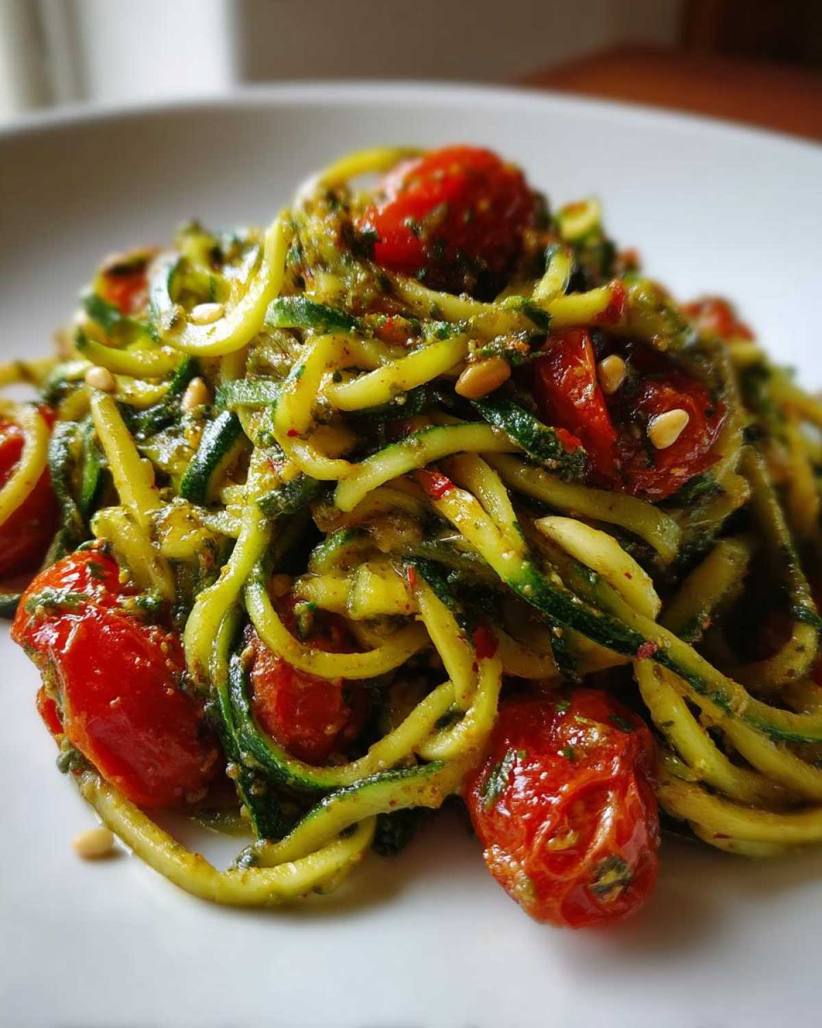 Zucchini Noodles (Zoodles) with Cherry Tomato Pesto - detail 3