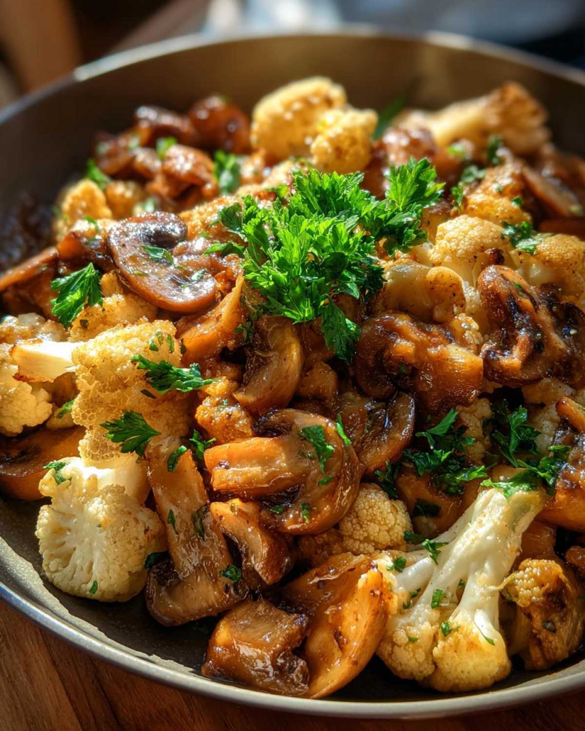 Garlic Butter Mushroom & Cauliflower Skillet - detail 3