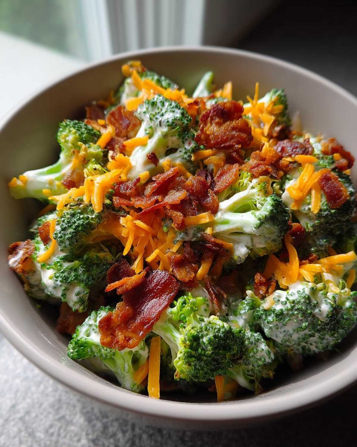 Hearty Broccoli Salad with Bacon and Cheddar Cheese - detail 4