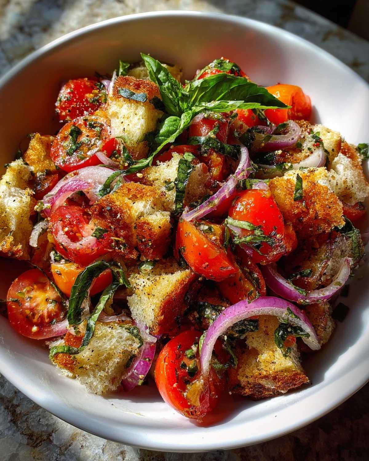 Classic Panzanella Salad (Tuscan Tomato and Bread Salad) - detail 3
