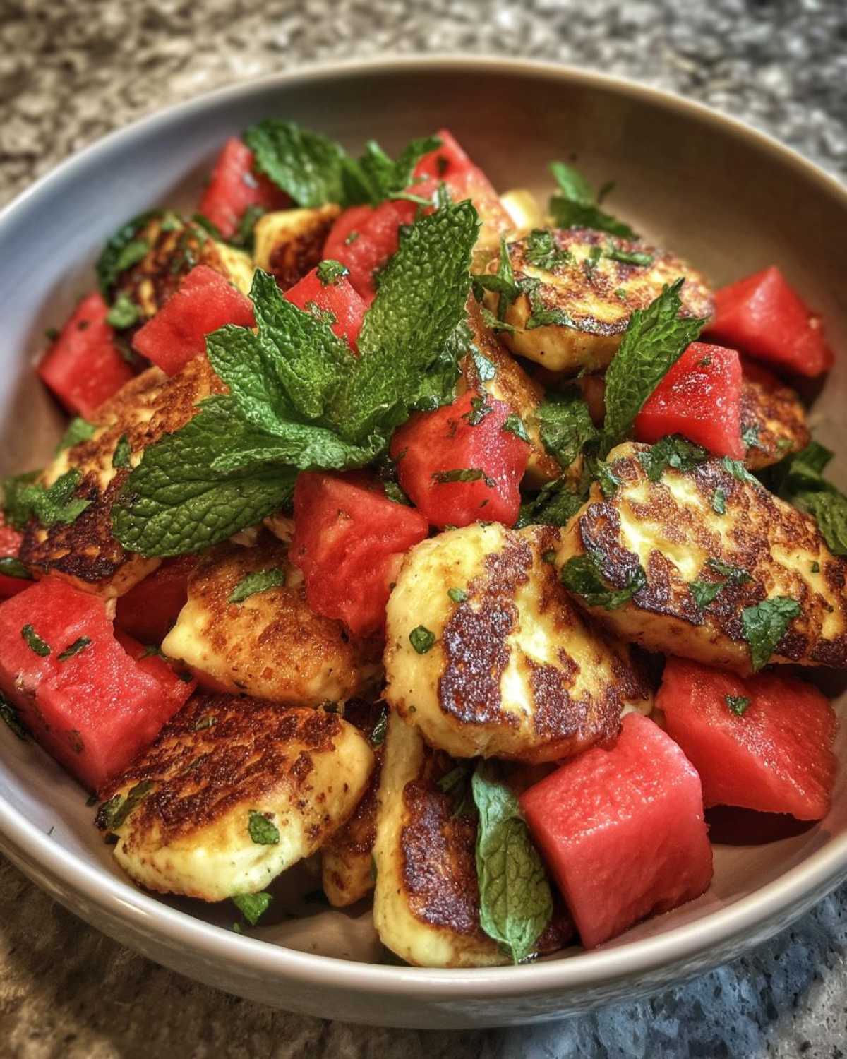 Grilled Halloumi Salad with Watermelon and Mint - detail 2