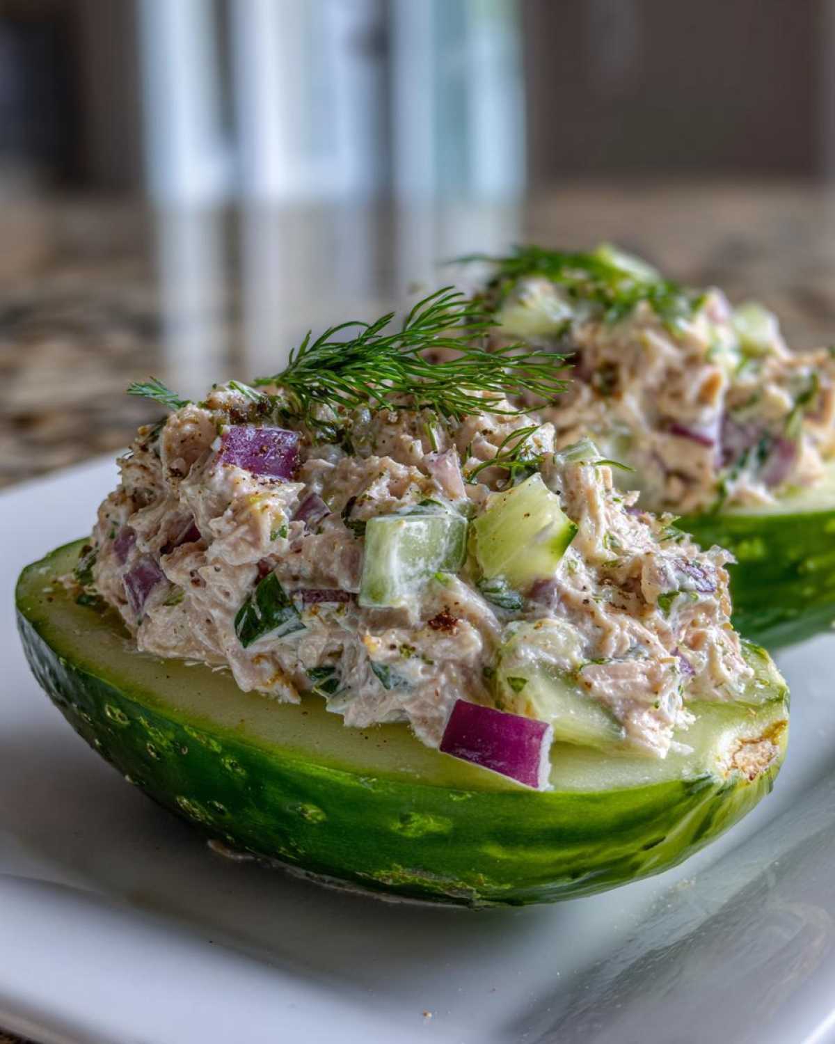 Tuna salad-stuffed cucumbers - detail 2