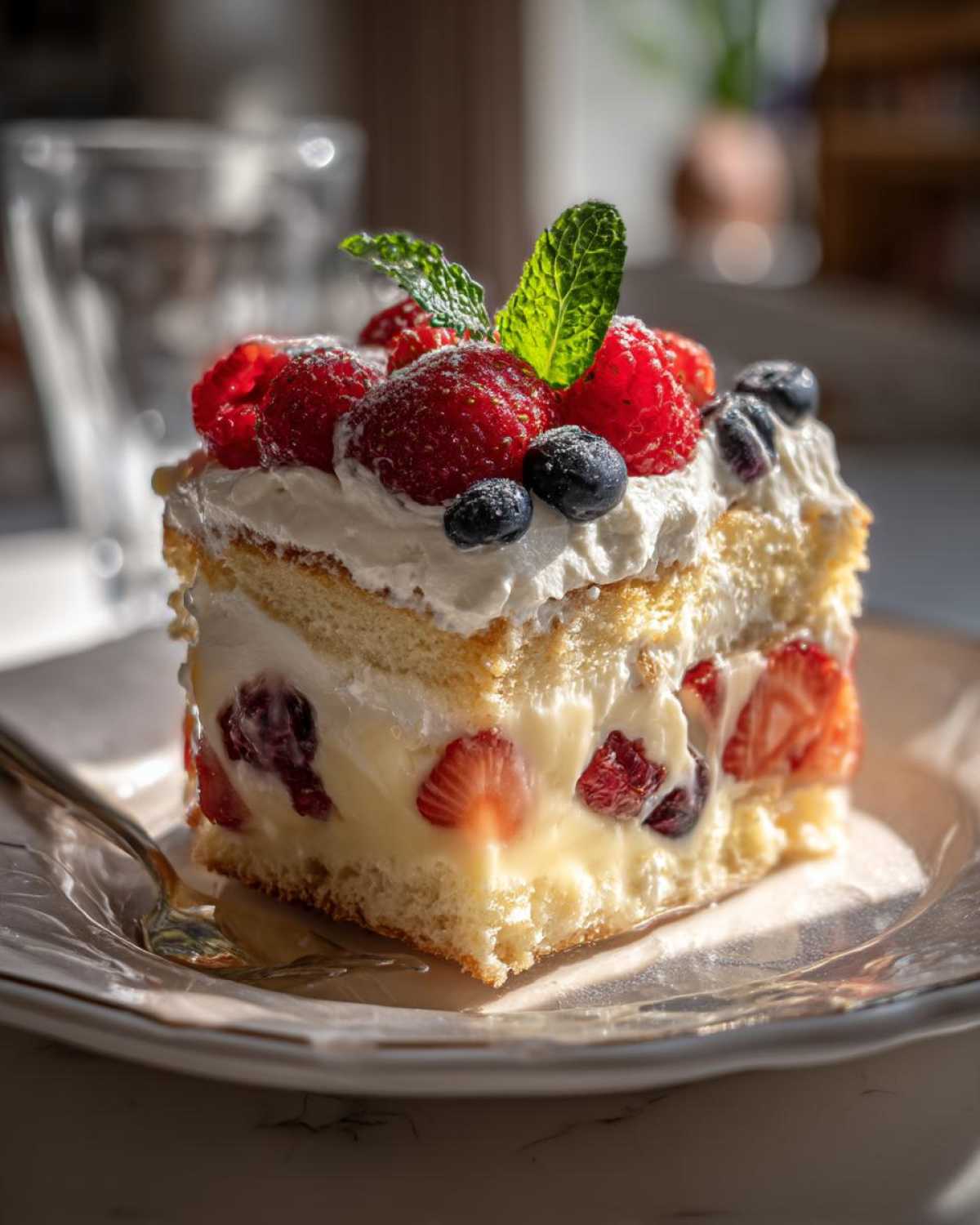 Summer Berry Trifle with Custard and Cream - detail 2