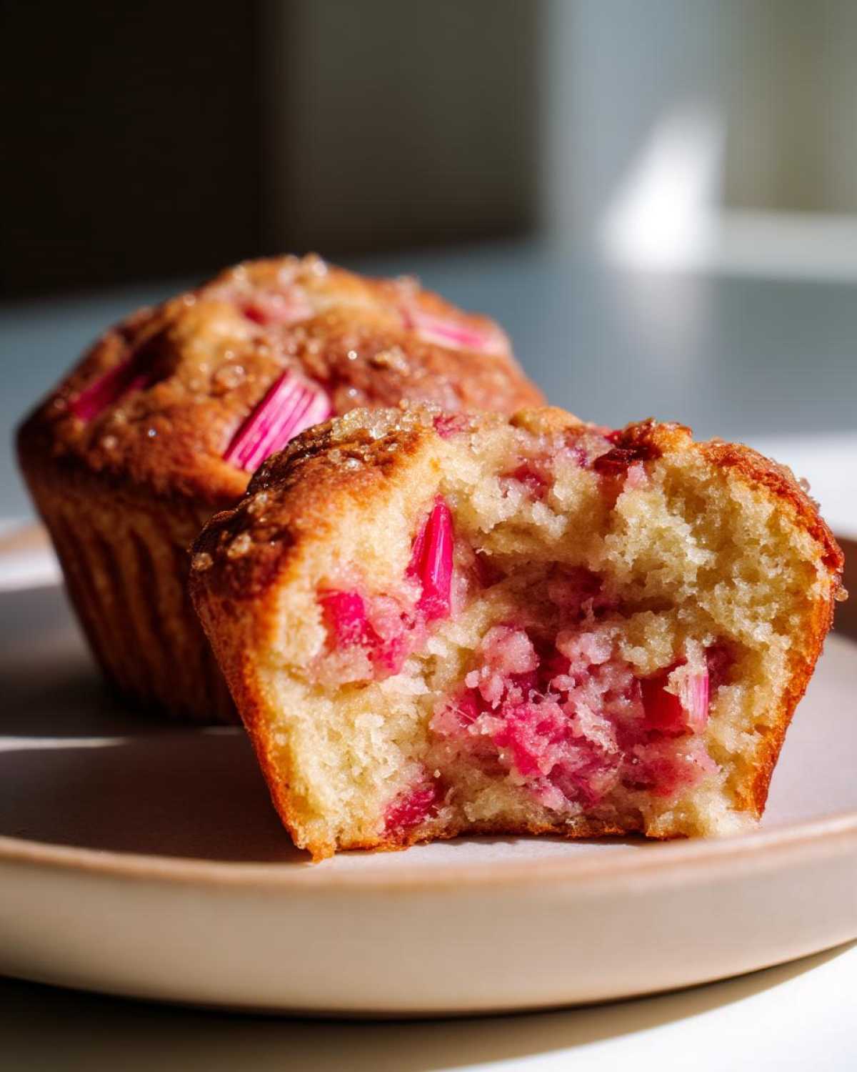 Rhubarb Muffins with Greek Yogurt - detail 2