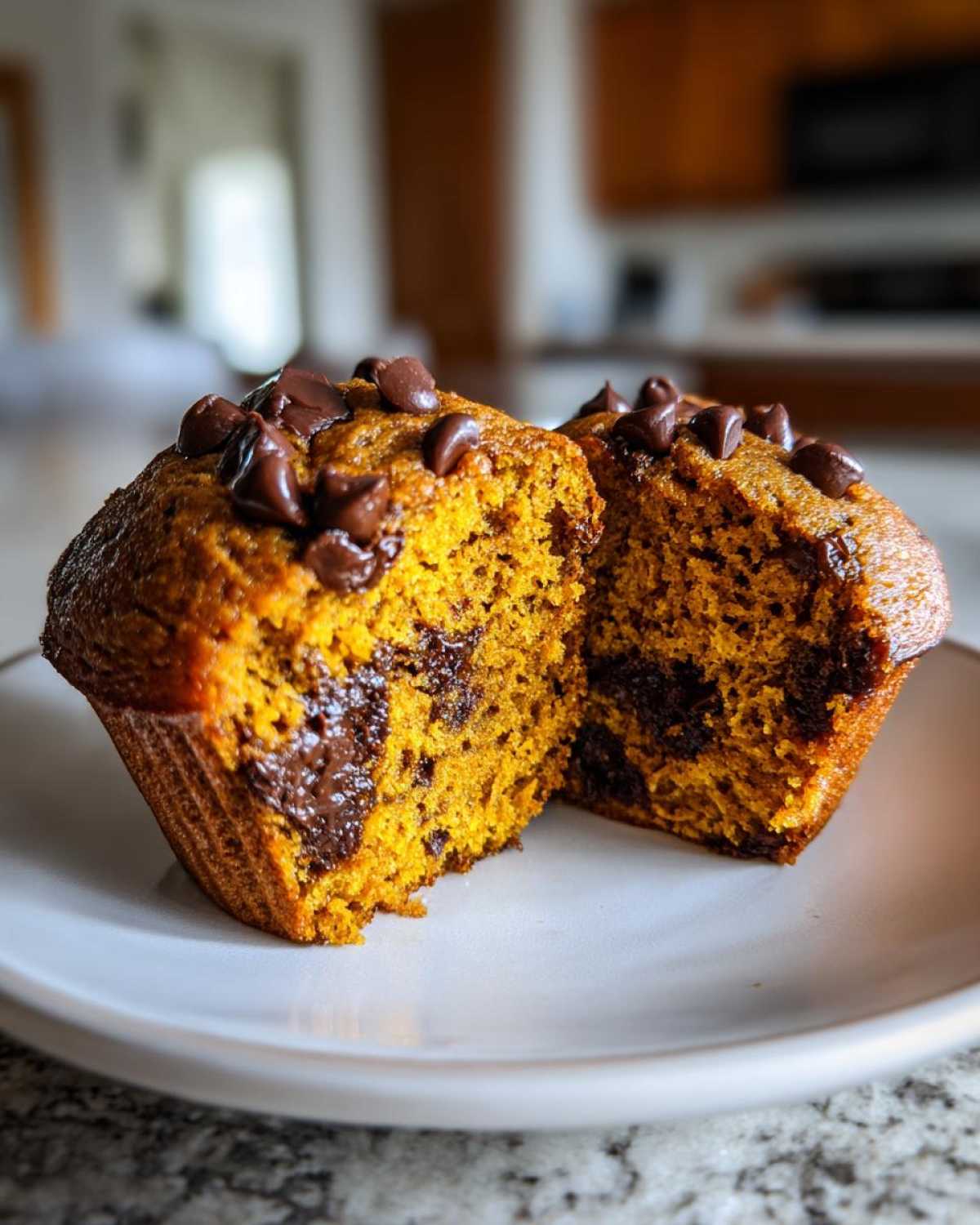 Pumpkin chocolate chip muffins - detail 4