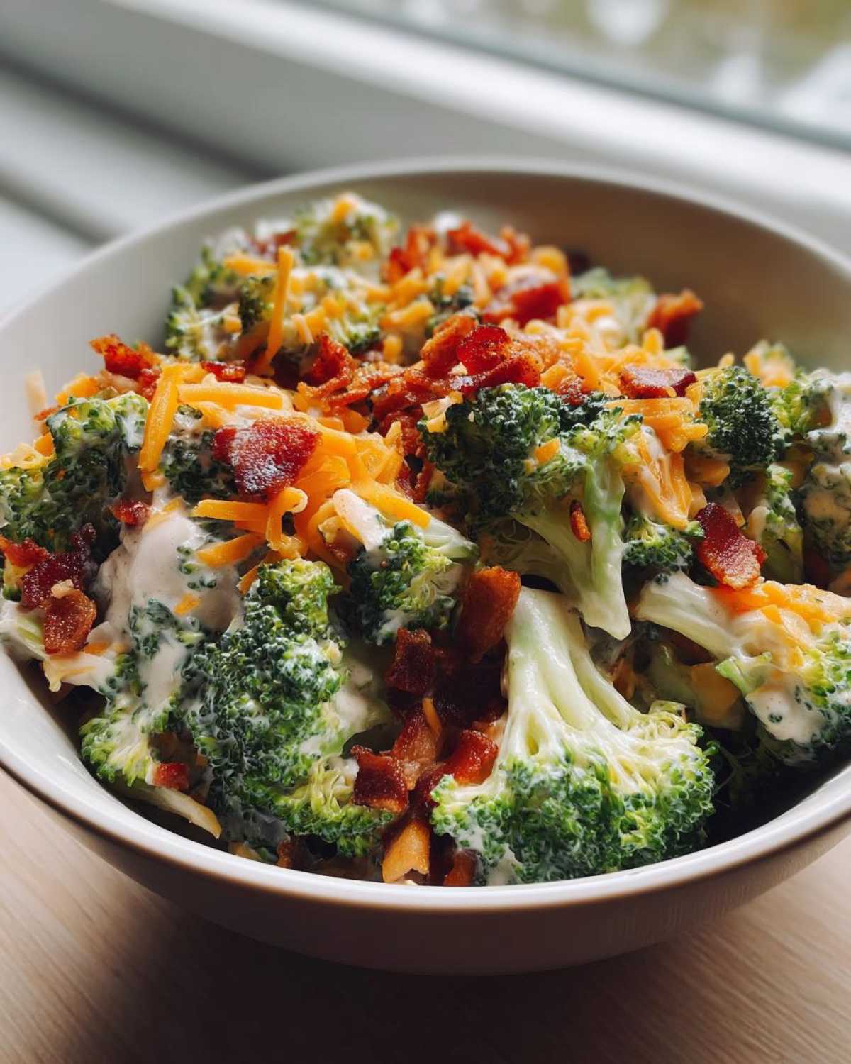 Hearty Broccoli Salad with Bacon and Cheddar Cheese - detail 1