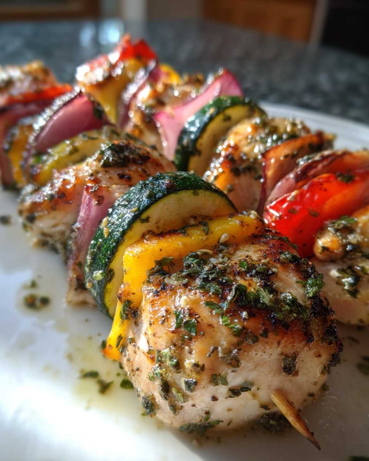 Lemon Herb Grilled Chicken Kebabs with Summer Vegetables - detail 3