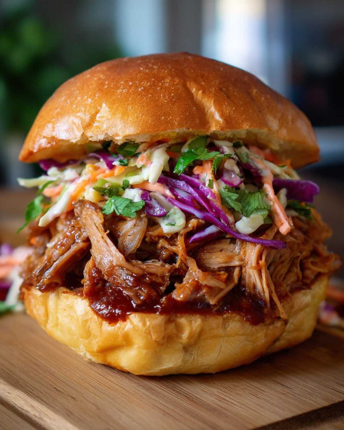 Smoky BBQ Pulled Pork Sandwiches on Brioche Buns - detail 2